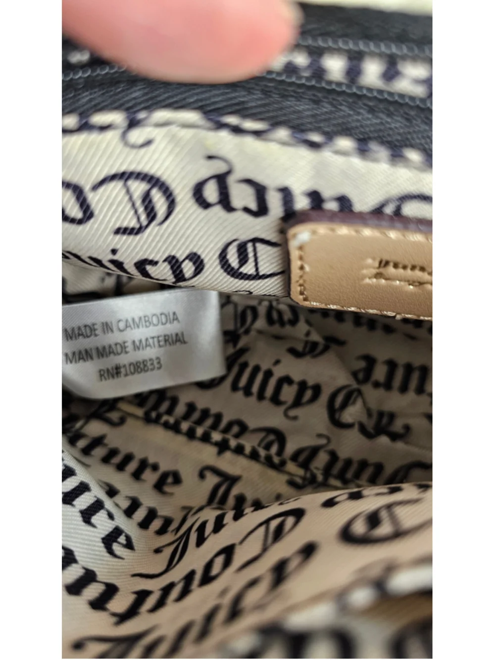 Juicy Couture Mini Crossbody Bag Beige Logo Print Top Handle Y2K Purse